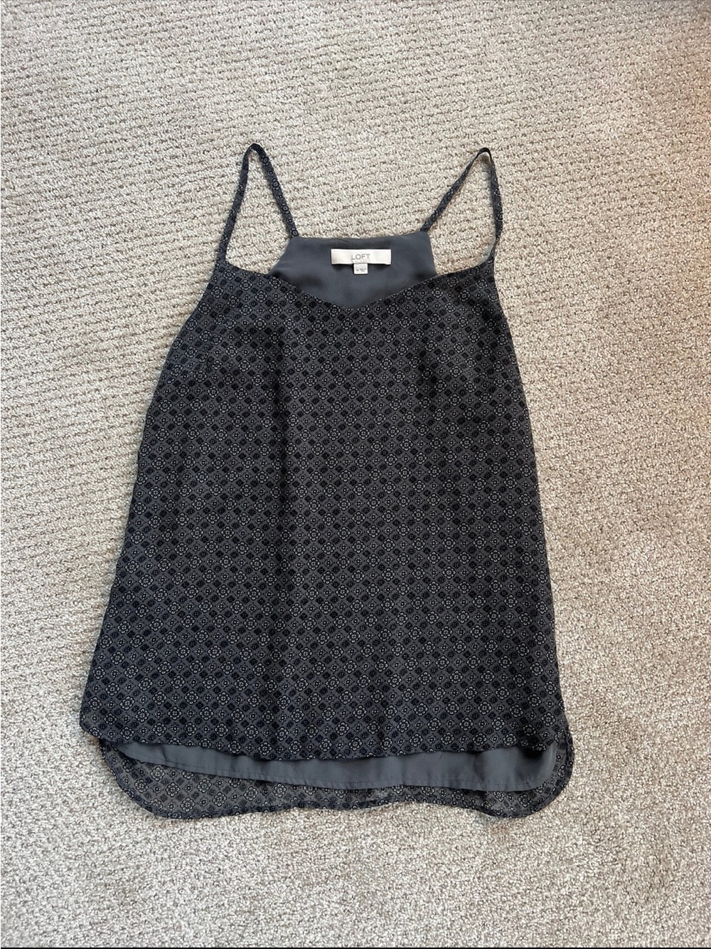 LOFT Black Geometric Print Spaghetti Strap Camisole